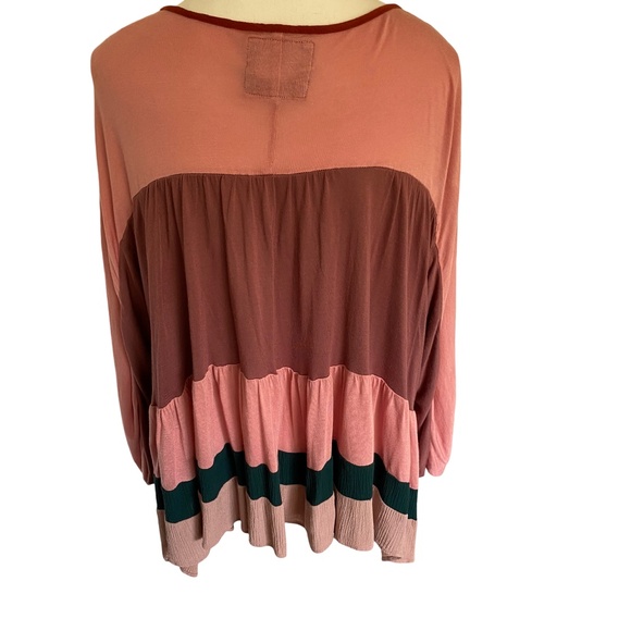 Anthropologie Meadow Rue Dusty Rose Soft Modal oversized Ruffled Boho Top. Sz M - Picture 3 of 15